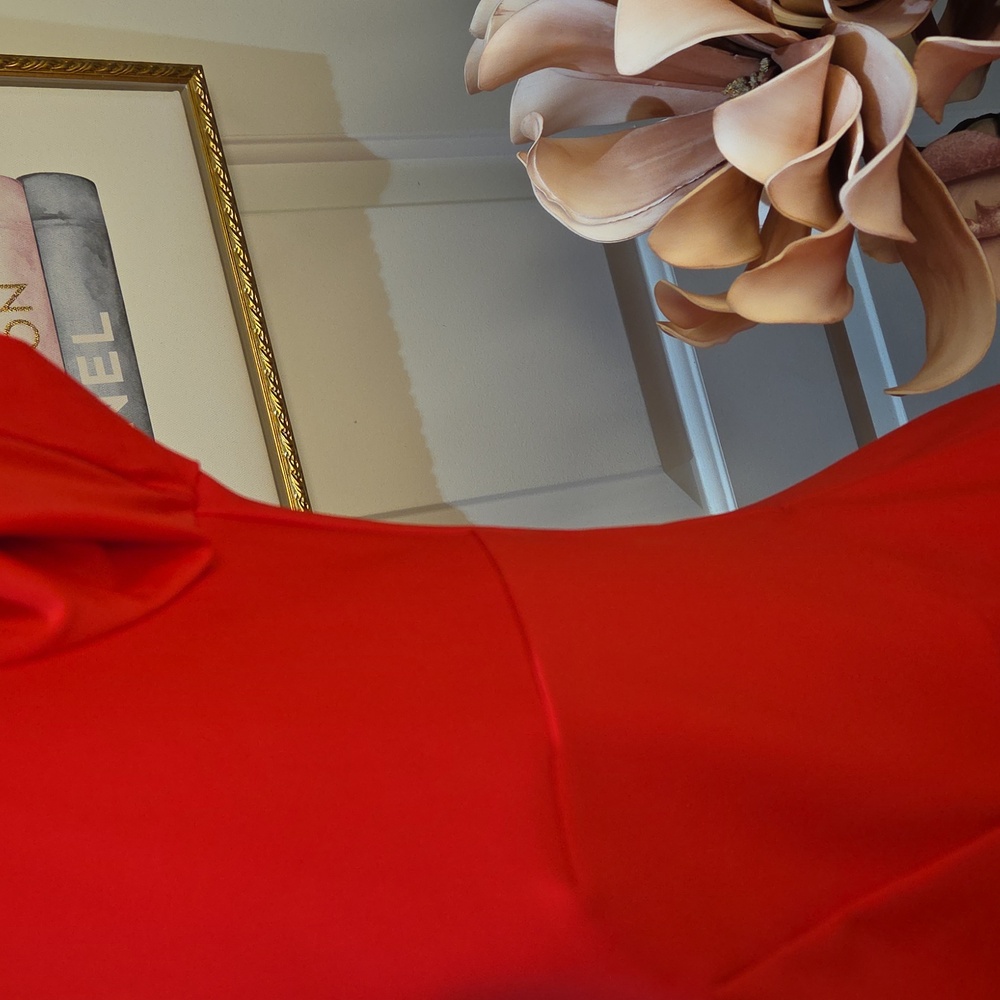 Nwot 14 Alex Evenings Red Long Sleeve Sheath Dress with Neck Cutout - Picture 14 of 17
